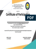 Certificate of Participation - : Schools Division Office-Manila