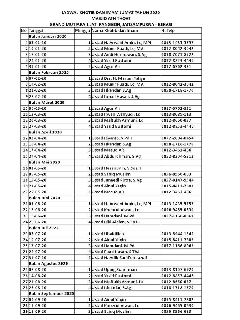 Jadwal Khutbah at Toat 2020 Abrahamic Religions