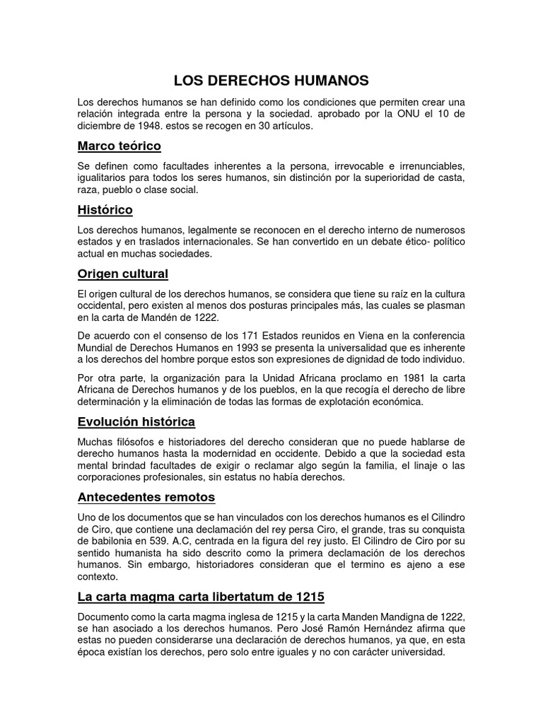 Historia y Evolución de los Derechos Humanos | PDF | La Ley natural ...