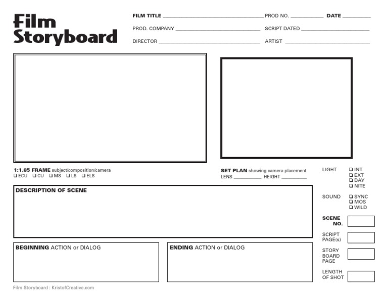 Storyboard Template for Film Scripts | PDF | Imaging | Photography ...