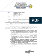 August 9, 2019 Action Taken Re Reminders On NPA Threat Group Terroristic Attacks Counter Measures and Individual Safety and Security