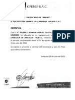 Certificado de Trabaj