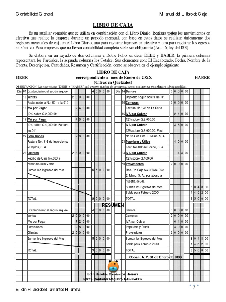 Manual del Libro de Caja Contable | PDF | Contabilidad | Bancos
