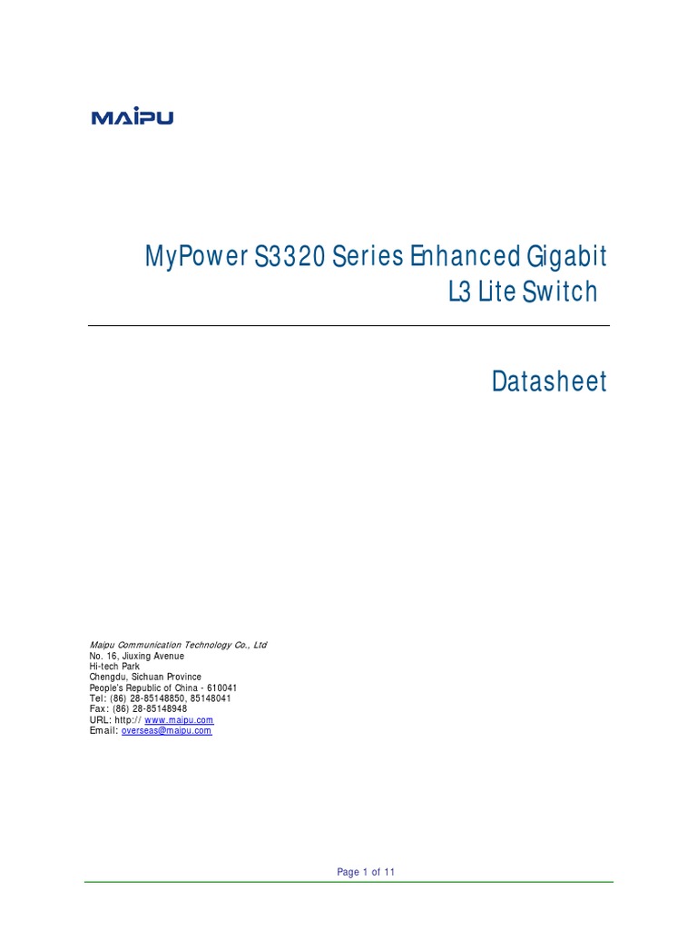 S3320 Series Switch Datasheet | PDF | Internet Protocol Suite ...