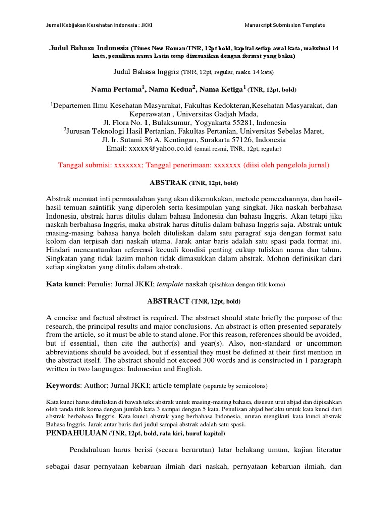 Manuscript Template Jkki Pdf