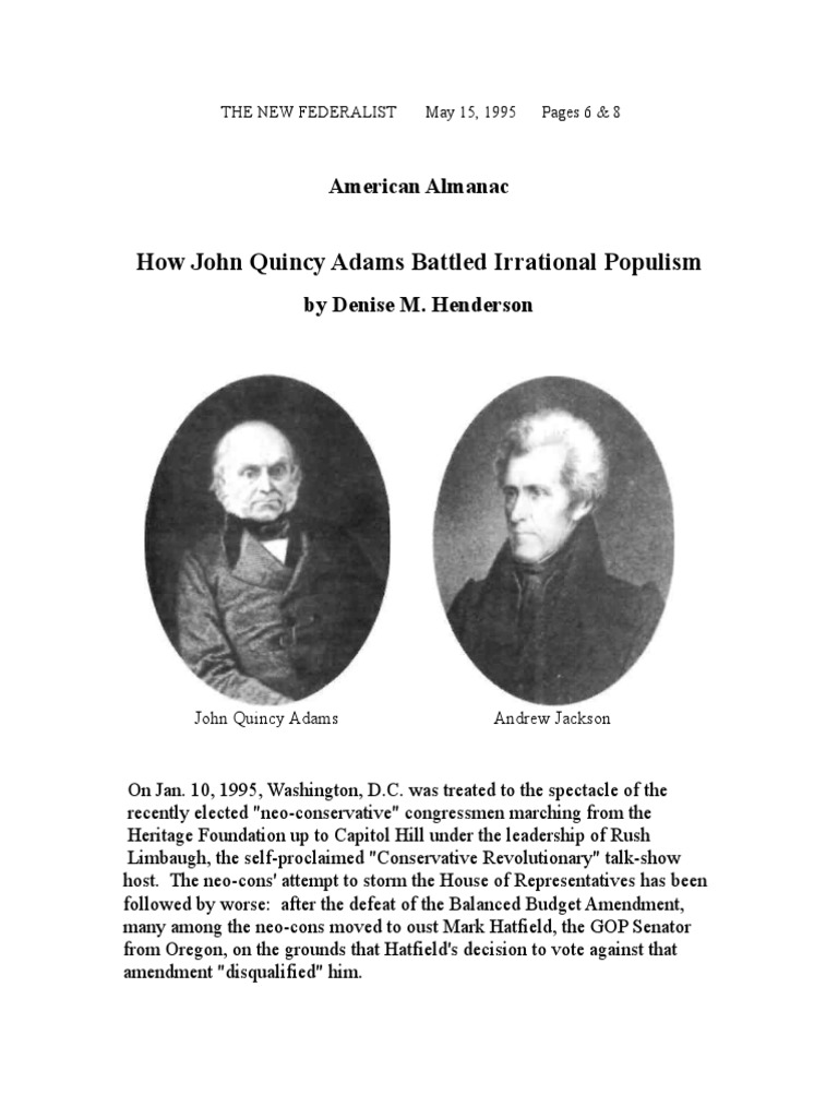 John Quincy Adams and Populism | PDF | Abolitionism In The United ...