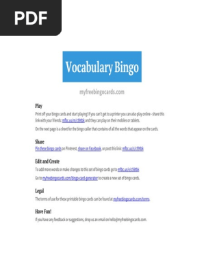 Vocabulary Bingo