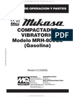 Manual Compactador Vibratorio Mrh800gs Mikasa Operacion Partes Componentes Ensamble Motor Gasolina