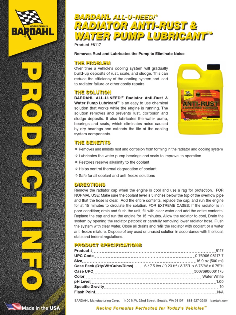 Radiator Anti-Rust & Water Pump Lubricant: The Problem | PDF | Radiator ...