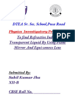 Refractive Index of Liquid Using Mirror & Lens