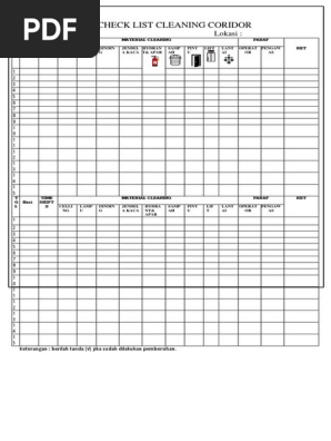 Check List Cleaning Coridor
