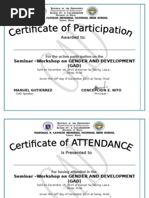 Certificate of Participation