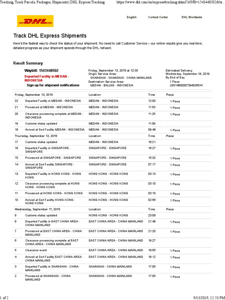 Tracking Track Parcels Packages Shipments Dhl Express Tracking Mainland China Hong Kong