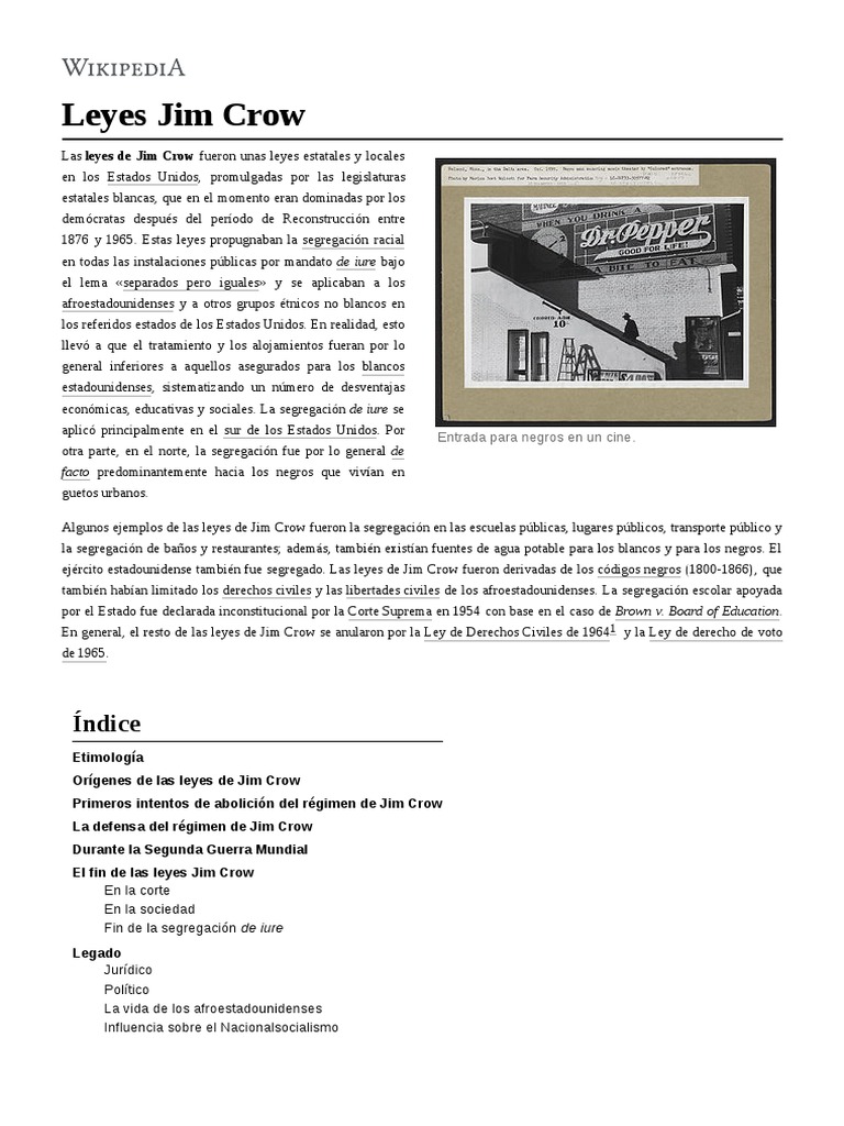 Leyes de Jim Crow | PDF | Leyes de Jim Crow | Gobierno
