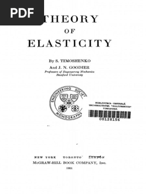Theory of Elasticity Timoshenko J N Goodier | PDF | Young's