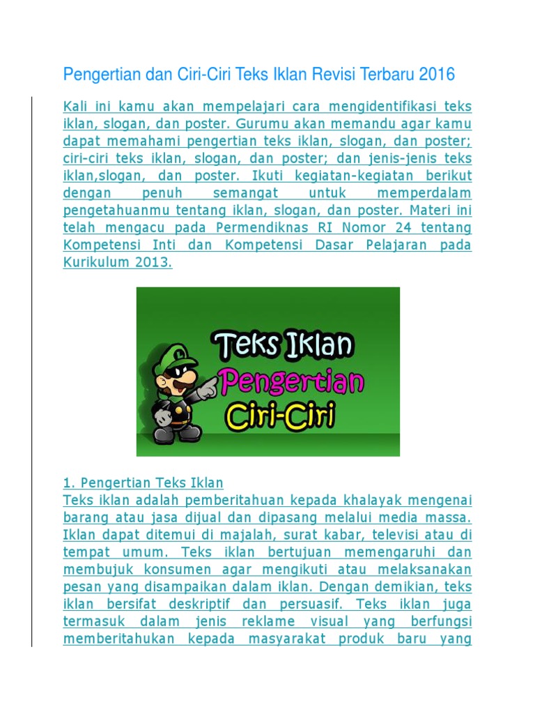 Pengertian Dan Ciri Iklan