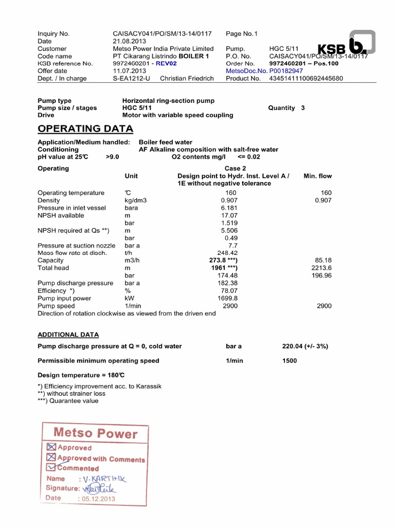 KSB Pump Data | PDF