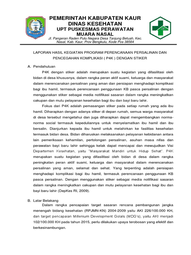 Stiker P4K untuk Ibu Hamil dan Keluarga | PDF | Pengembangan Diri ...