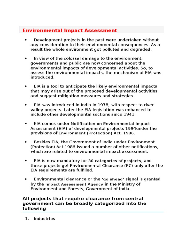 A Comprehensive Overview of Environmental Impact Assessments Purposes