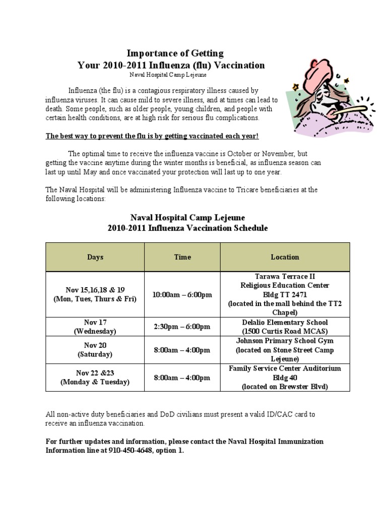 2010-2011 Influenza Notice Schedule | PDF | Influenza | Influenza Vaccine