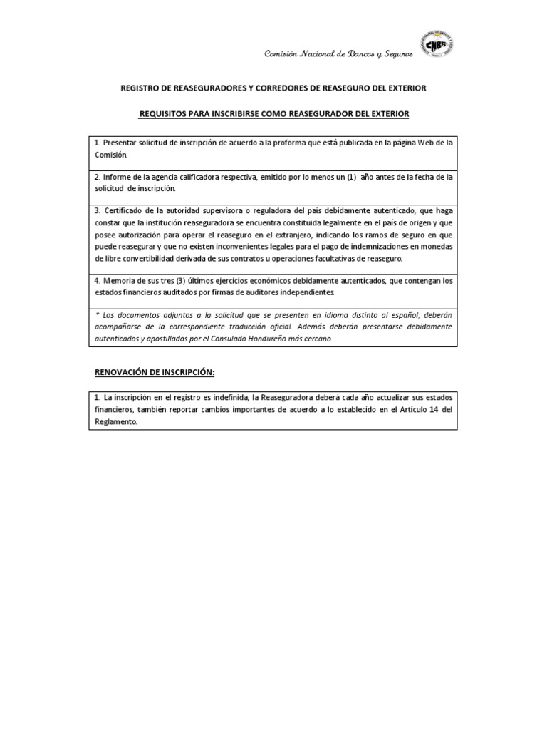 Requisitos para Corredores de Seguros en Honduras | PDF | Reaseguro ...