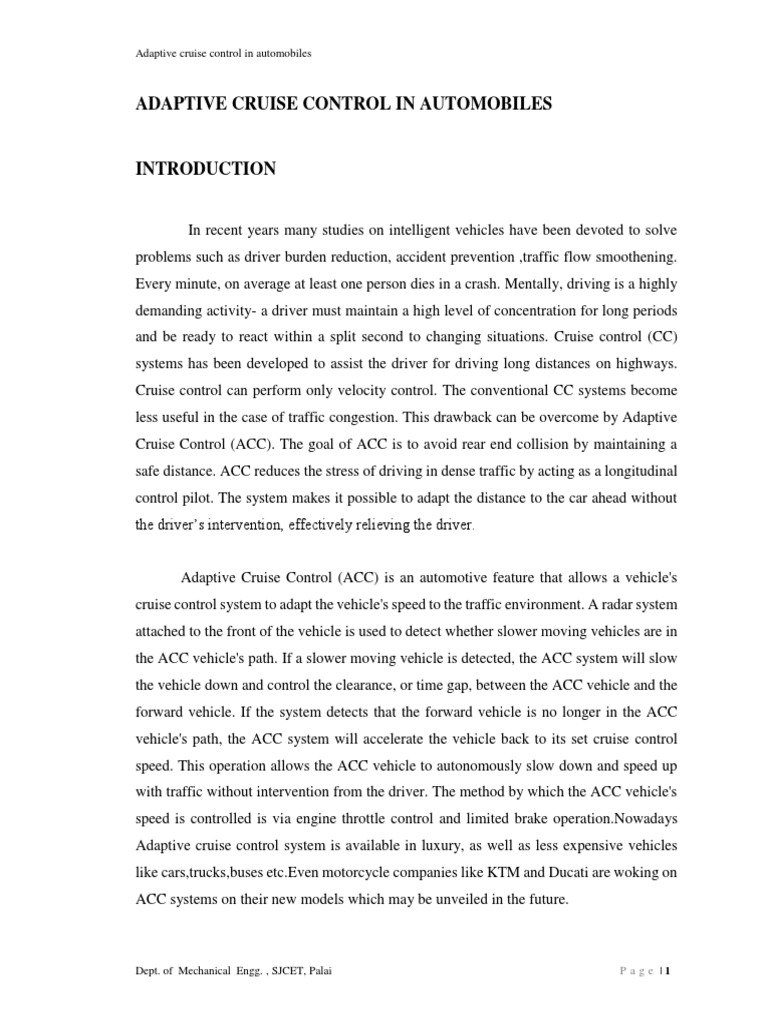 Automotive Adaptive Cruise Control | PDF | Anti Lock Braking System ...