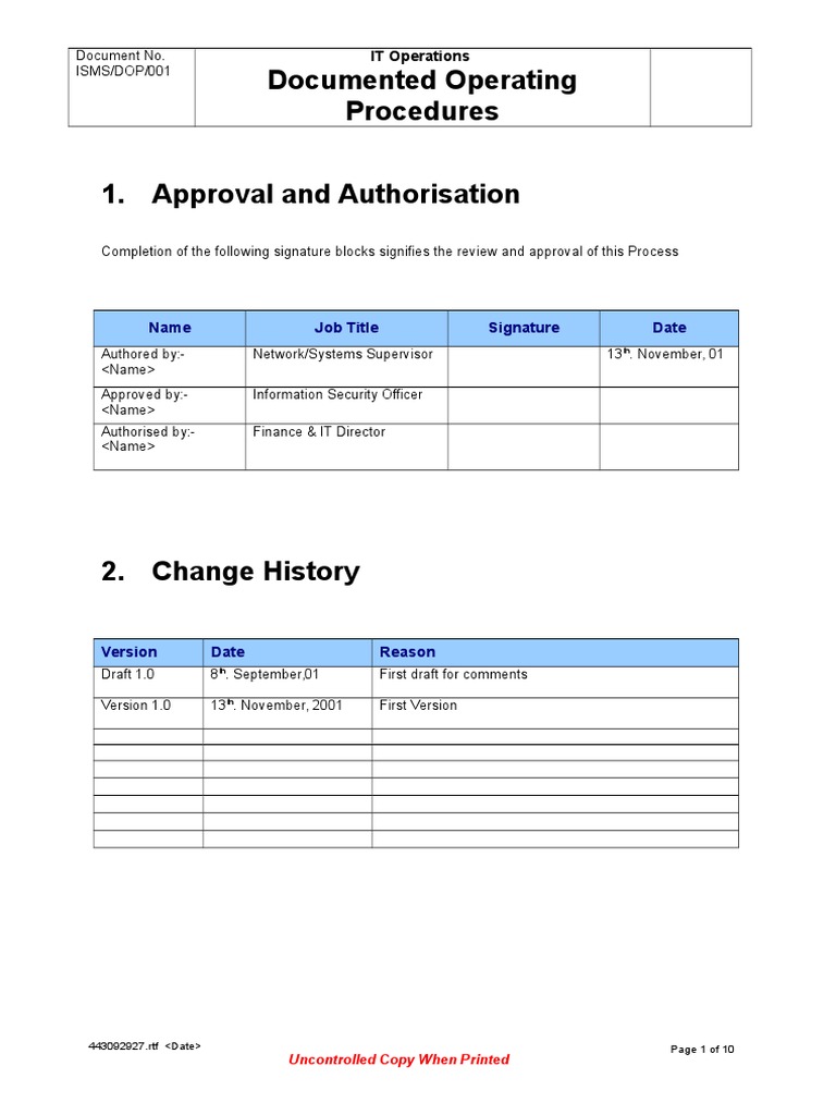 IT Operations Documented Procedures Guide | PDF | Information Security ...