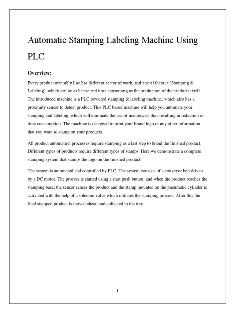 Automatic Stamping Labeling Machine Using PLC PDF