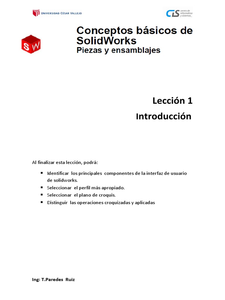 Tutorial de Solidworks 2011-Ucv PDF | PDF | Point and Click | Herramientas