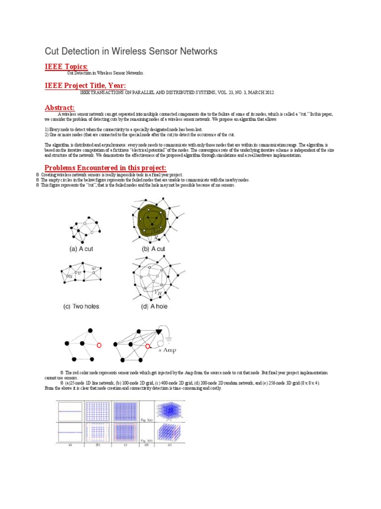 Cut Detection in Wireless Sensor Networks: IEEE Topics: IEEE Project ...