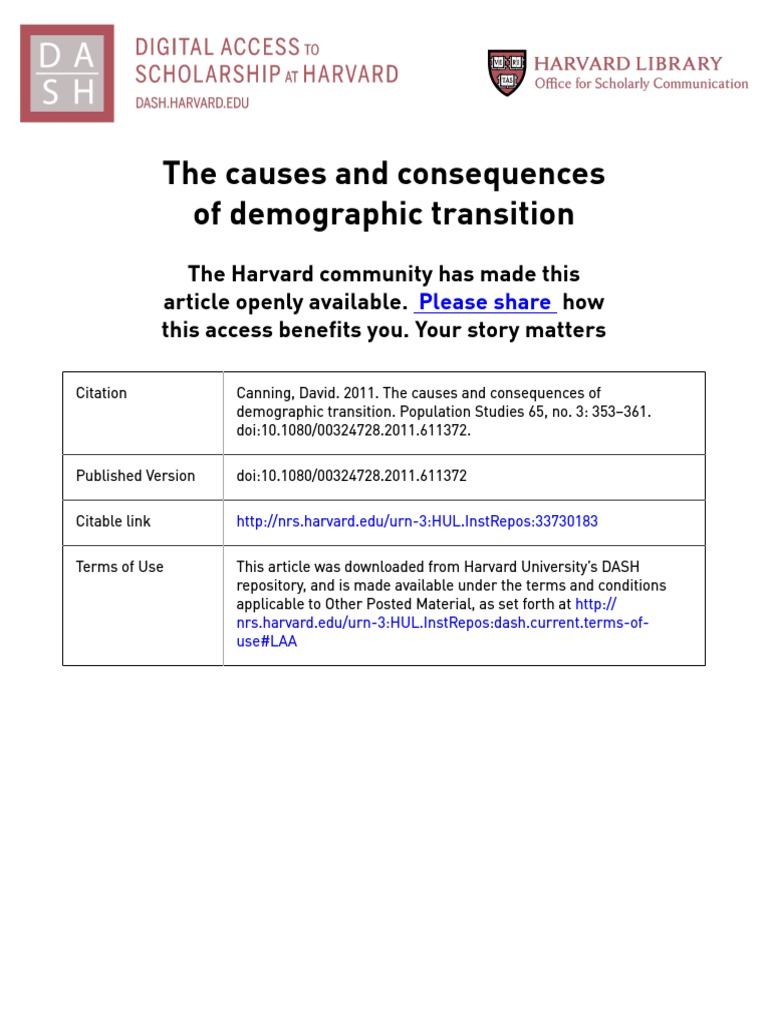 Causes and Effects of Demographic Transition | PDF | Economic Growth ...