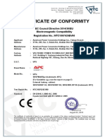 Certificate of Conformity: EC Council Directive 2014/30/EU Electromagnetic Compatibility Registration No.: NTC1807626EV00