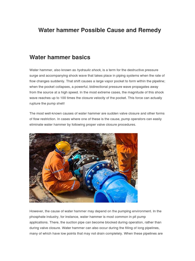 Water Hammer PDF Pump Gases