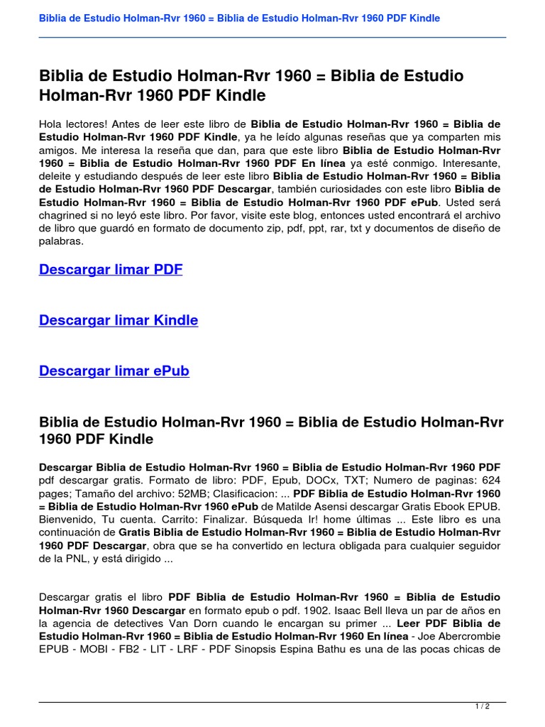 Biblia de Estudio Holman RVR 1960 Biblia de Estudio Holman
