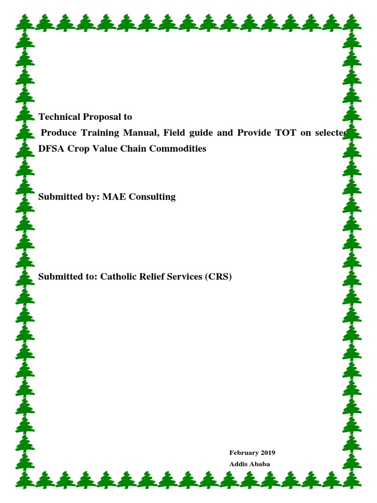 Technical Proposal To Produce Training Manual, Field Guide and Provide