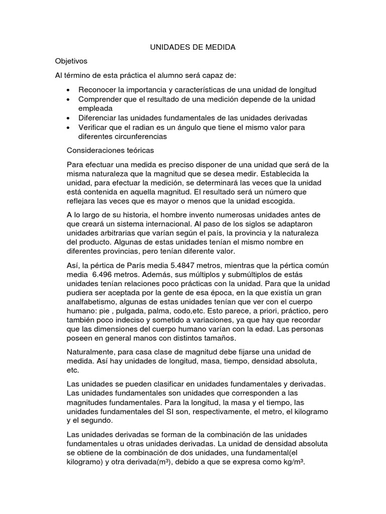 Unidades de Medida y Su Importancia | PDF | Longitud | Medición