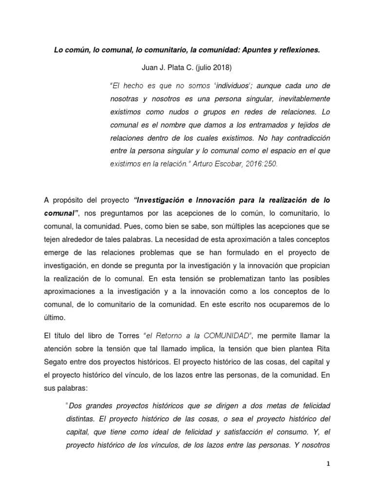 Conceptos de lo Comunal y Comunitario | PDF | Conocimiento | Science