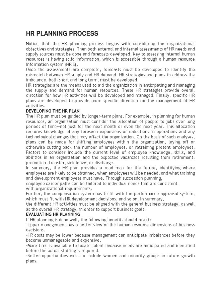 HR Planning Process Overview | PDF | Human Resources | Human Resource ...