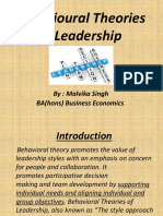 Behavioural Theories of Leadership: By: Malvika Singh BA (Hons) Business Economics