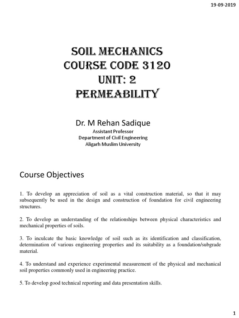 Soil Mechanics Permeability | PDF | Soil Mechanics | Aquifer