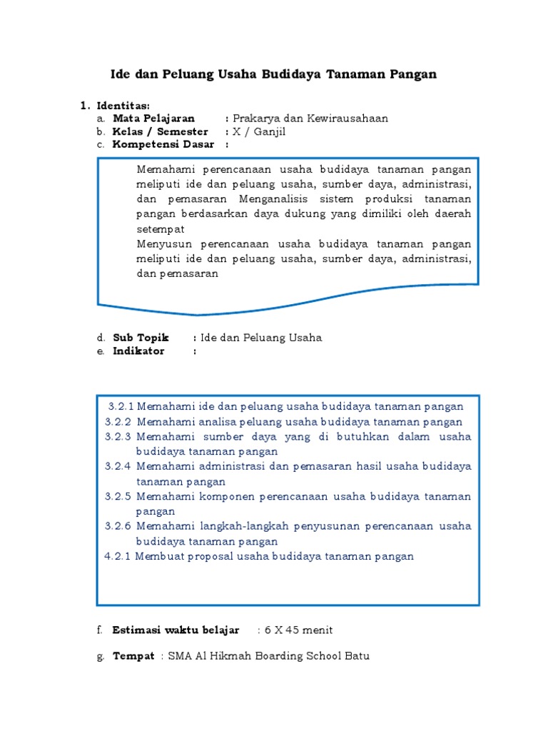 Modul 2 Ide Dan Peluang Usaha Budidaya Tanaman Pangan