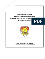 Program Kerja Kepala Program Studi Teknik Instalasi Tenaga Listrik T.A 2011/2012