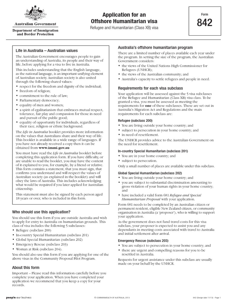 Application for Australia Humanitarian Visa | PDF | Travel Visa | Marriage