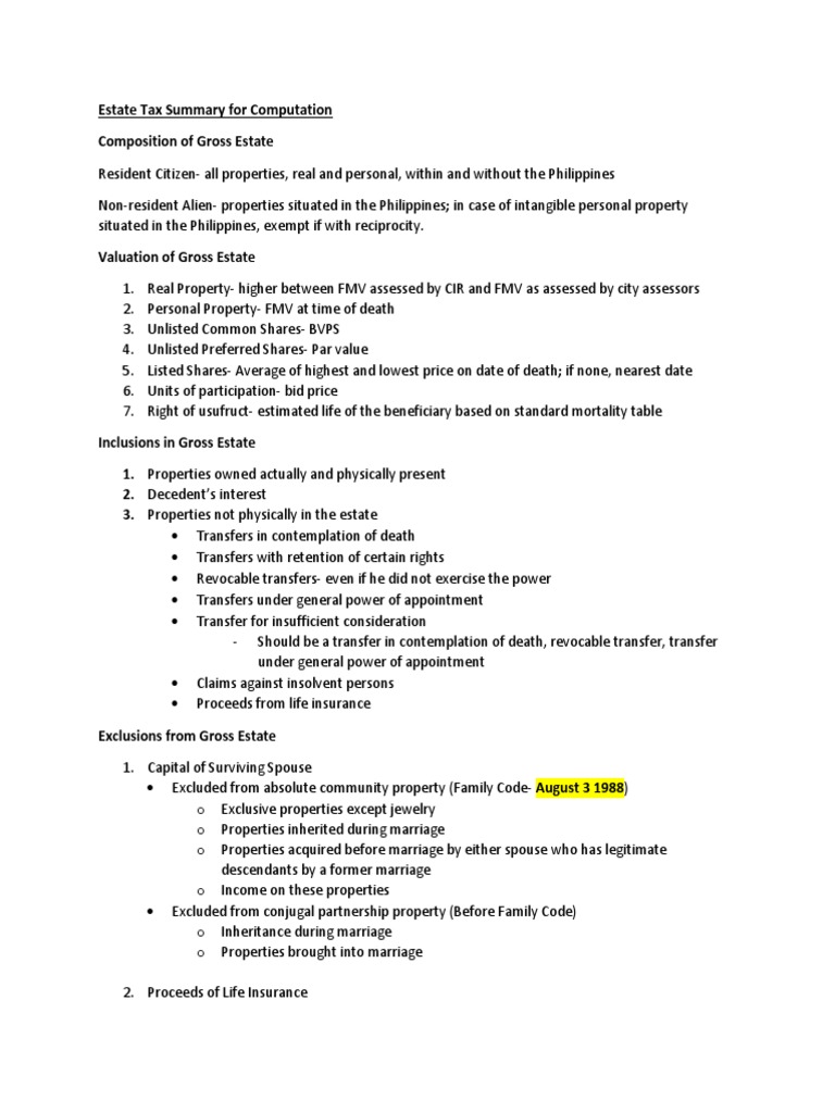 BA 128 Exam Reviewer | PDF | Estate Tax In The United States | Value ...