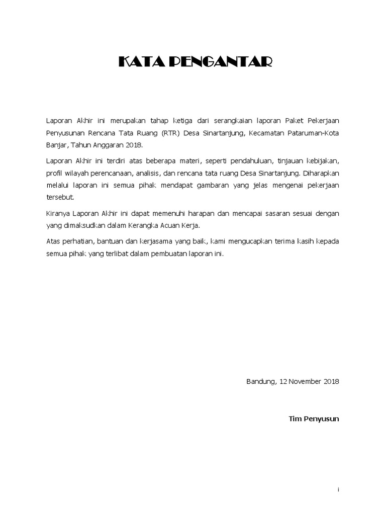Kata Pengantar Lap. Akhir | PDF