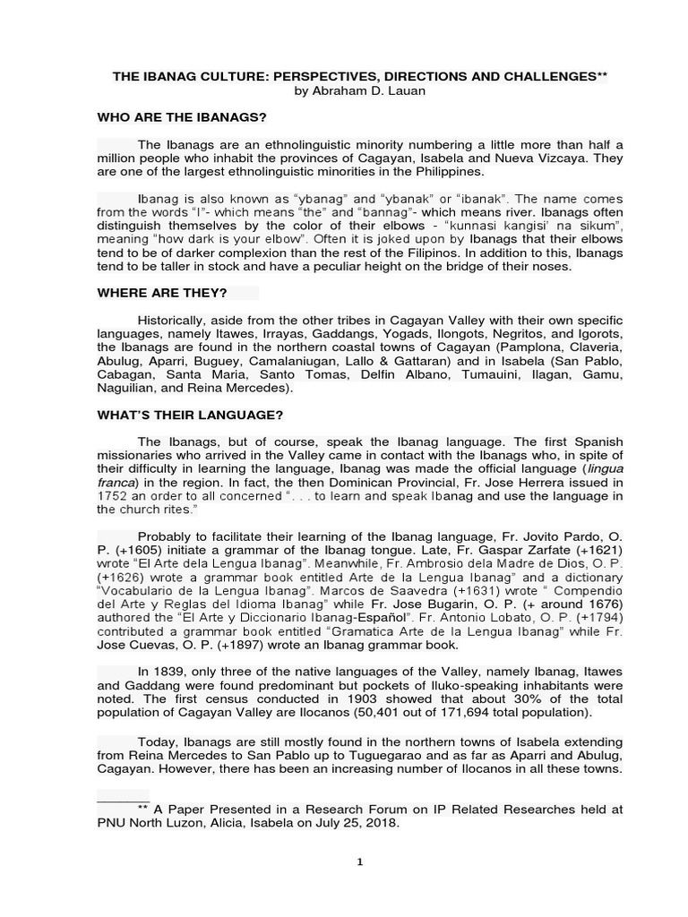 The Ibanag Culture Languages