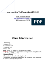Introduction To Computing (CS-141) : Engr. Ehtasham Naseer EE Department QCET