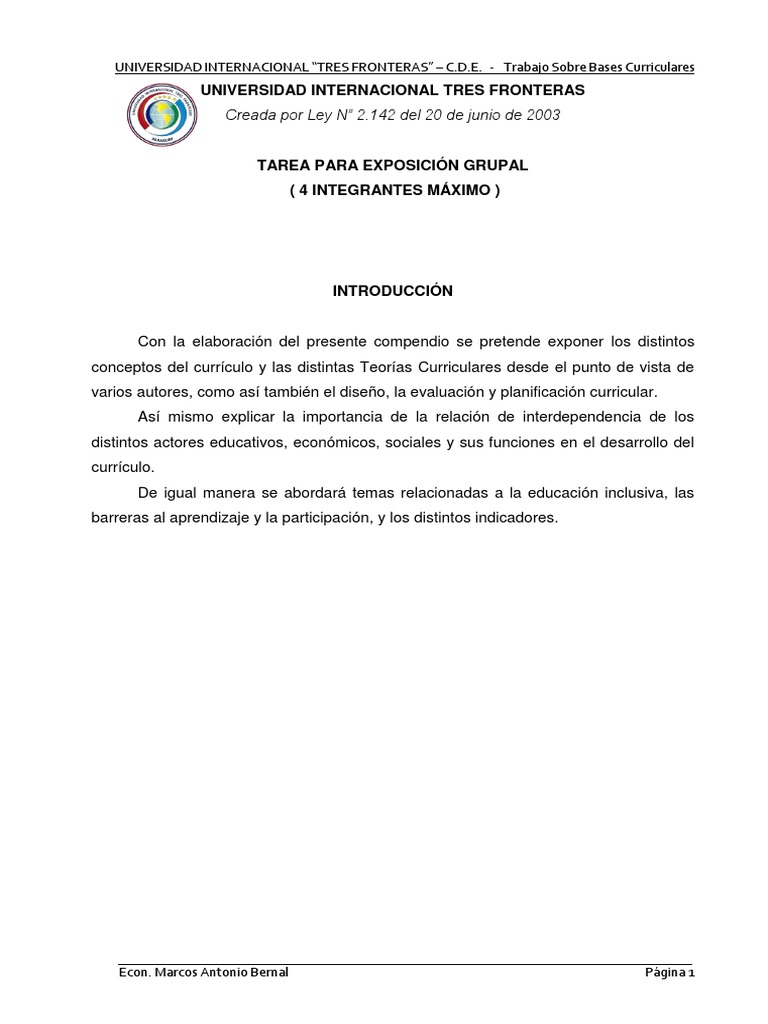 Trabajo Sobre Bases Curriculares | PDF | Plan de estudios | Sociedad, image size:768x1024