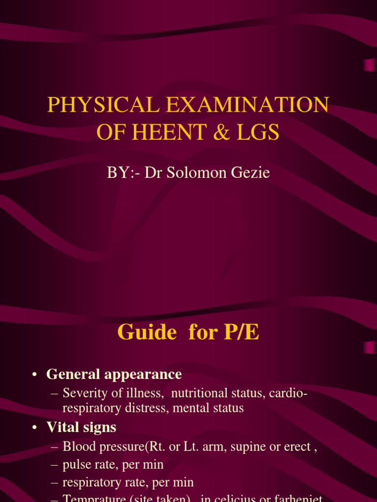 Physical Examination of Heent & Lgs PDF Human Nose Thyroid