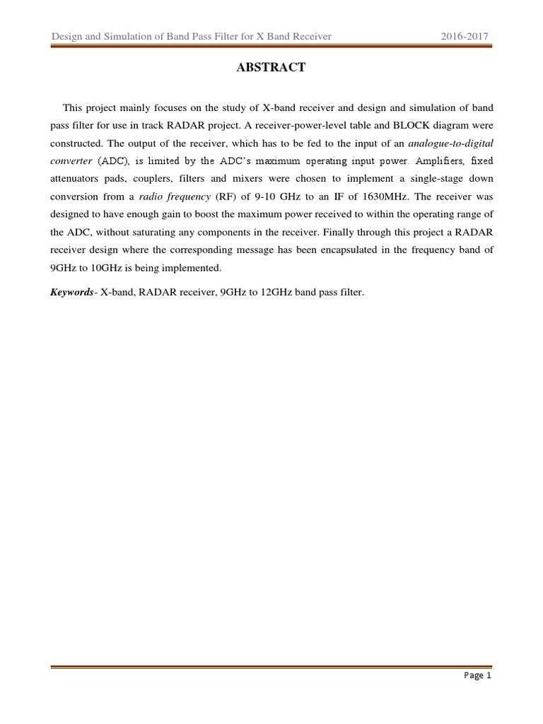 X-Band Receiver Band Pass Filter Design | PDF | Filter (Signal ...